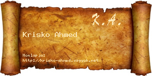 Krisko Ahmed névjegykártya